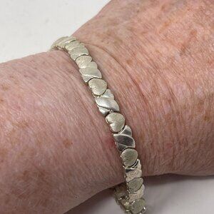 Sterling Silver Heart  & X 7" Link Bracelet